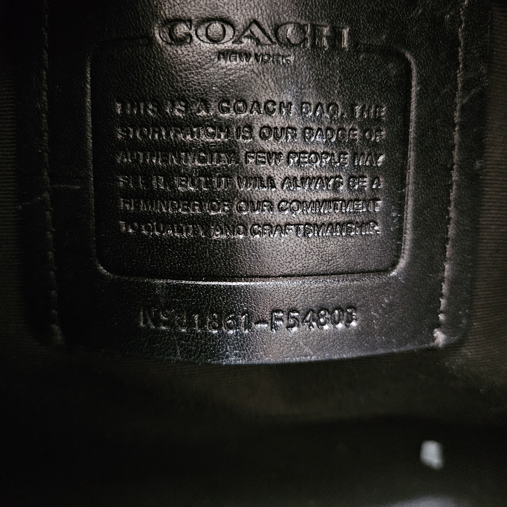 Coach Men's Perry Slim Brief Signature Canvas Zip Top Leather Bag Charcoal - Picture 5 of 5